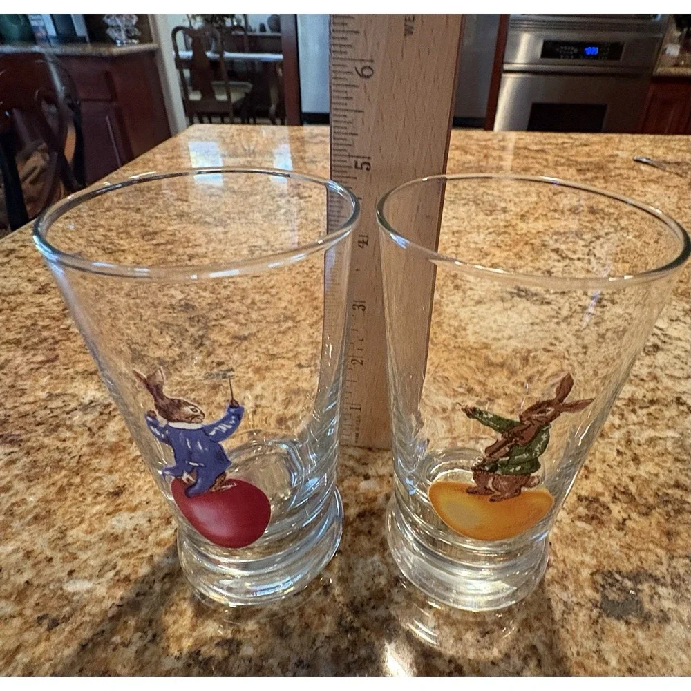Peter Rabbit Williams Sonoma Bunny Easter Egg Brunch‎ Glasses 5